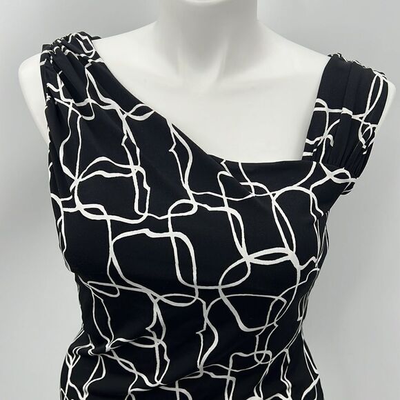 Worthington asymmetrical neckline black white blouse - Picture 2 of 4